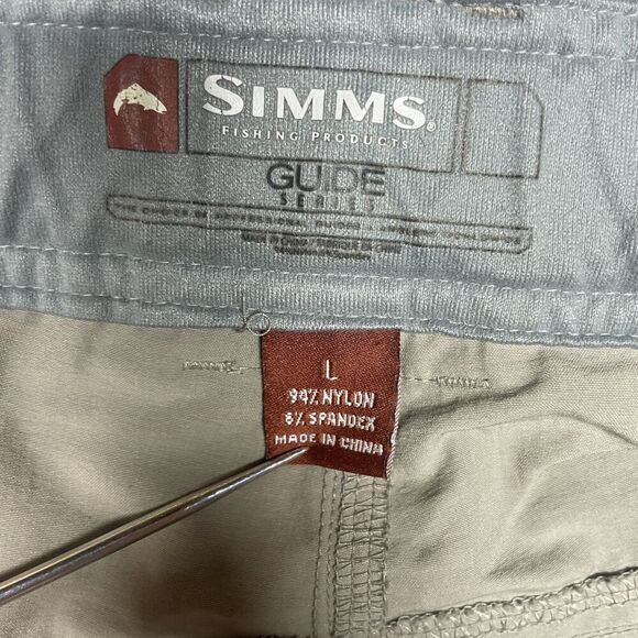 Simms Shorts Men's Size Large Beige Chino Guide Series Fly Fishing Cargo - Picture 3 of 14